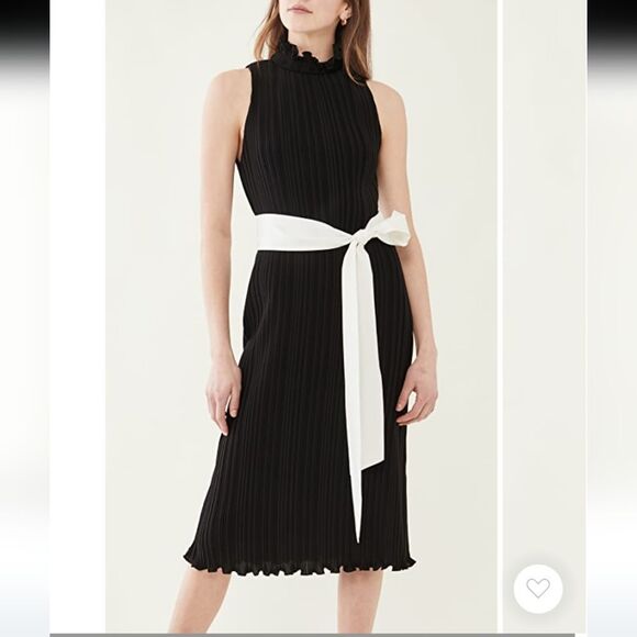 alice + olivia Shayna Pleated Dress with Tie Belt